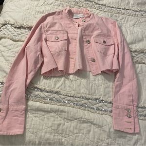 Vintage pink cropped denim jacket